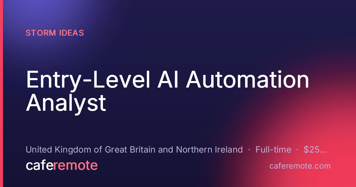 Entry-Level AI Automation Analyst at Storm Ideas — remote job on CafeRemote