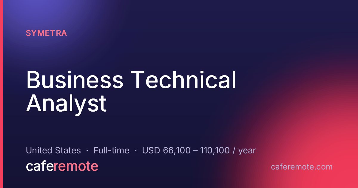Business Technical Analyst at Symetra — remote job on CafeRemote