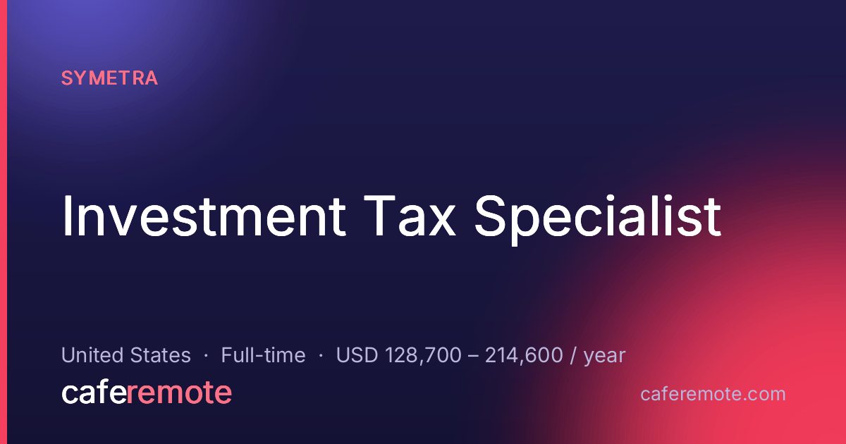 Investment Tax Specialist at Symetra — remote job on CafeRemote
