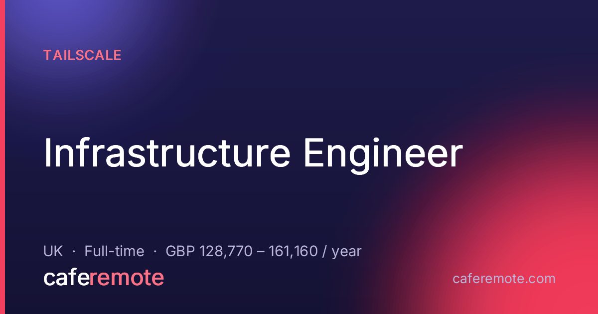 Infrastructure Engineer at Tailscale — remote job on CafeRemote