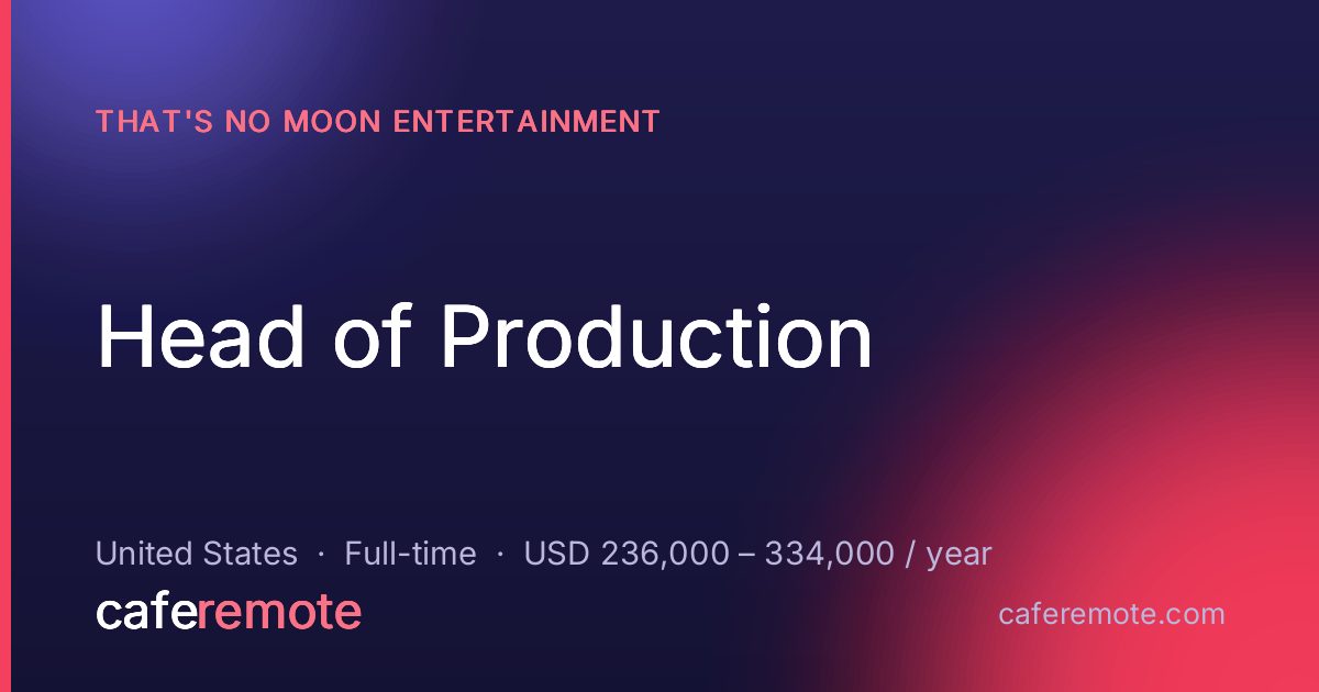 Head of Production at That's No Moon Entertainment — remote job on CafeRemote