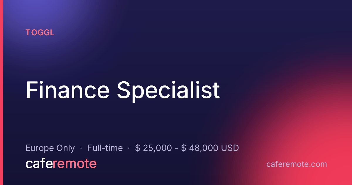 Finance Specialist at Toggl — remote job on CafeRemote