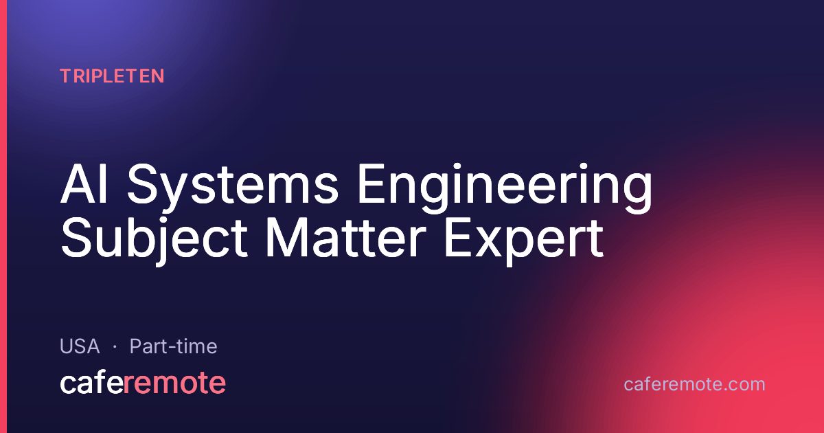 AI Systems Engineering Subject Matter Expert at TripleTen — remote job on CafeRemote