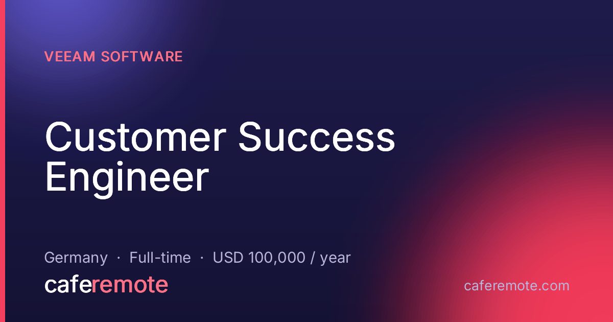 Customer Success Engineer at Veeam Software — remote job on CafeRemote