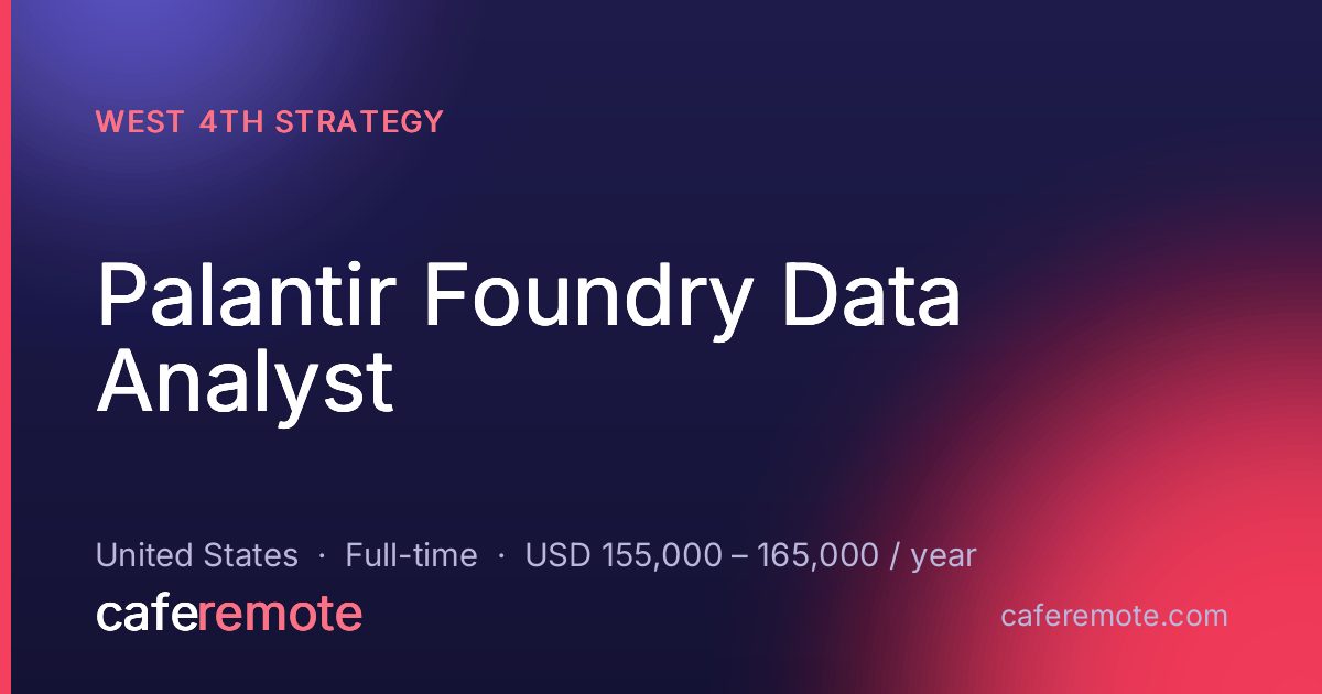 Palantir Foundry Data Analyst at West 4th Strategy — remote job on CafeRemote