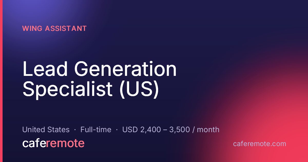 Lead Generation Specialist (US) at Wing Assistant — remote job on CafeRemote