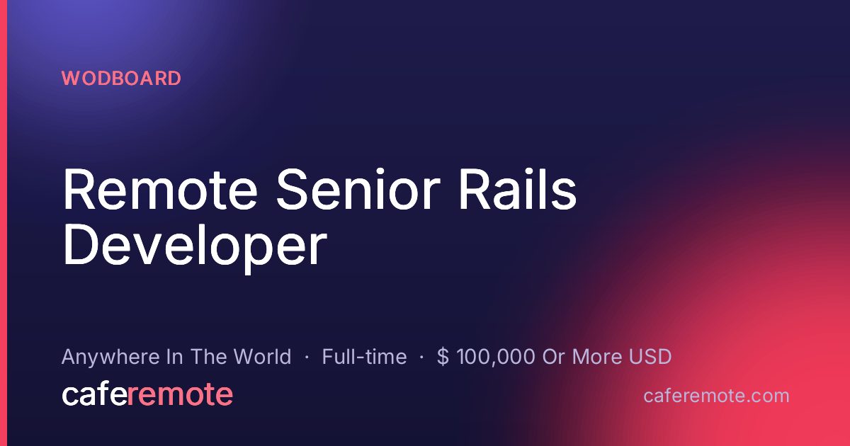 Remote Senior Rails Developer at WodBoard — remote job on CafeRemote